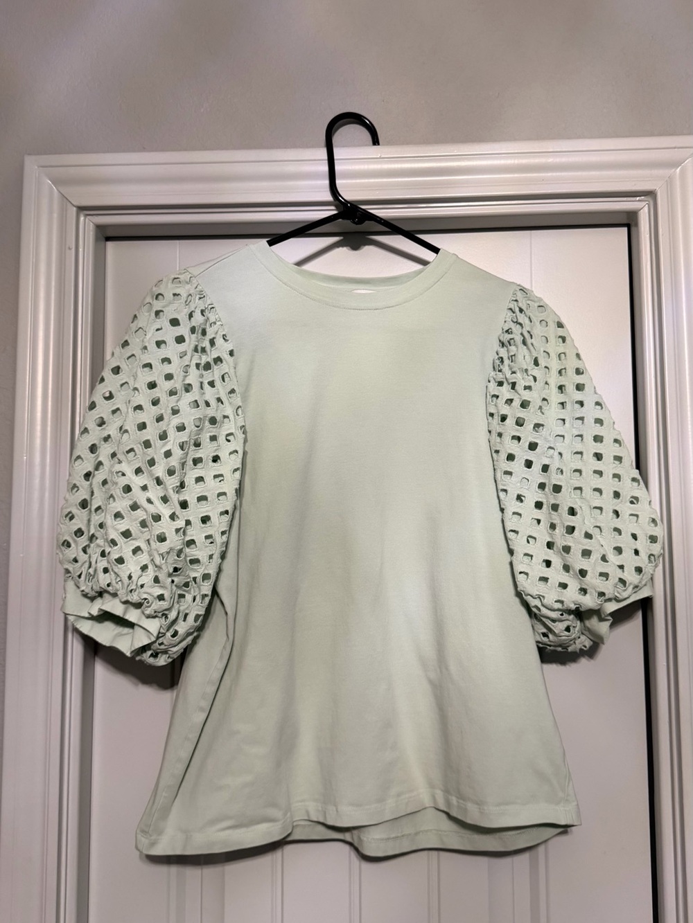 Gibson Latimer Puff Sleeve Knit Top in Light Mint